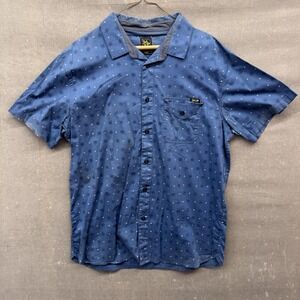 Lost at Sea Shirt Mens Large Blue Short Sleeve Button Up Casual Summer Print